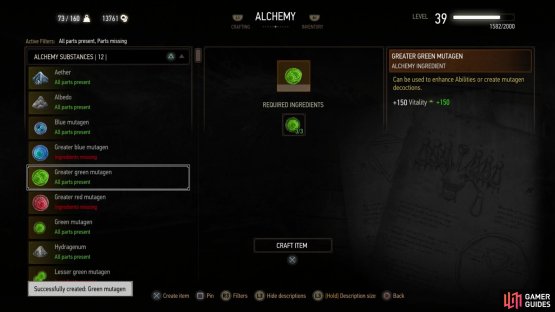 You can craft Greater Mutagens via the alchemy menu,