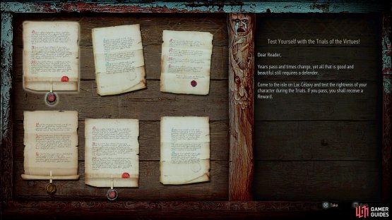 You can start &ldquo;There Can Be Only One&rdquo; by grabbing the &ldquo;Test Yourself With Trials of the Virtues!&rdquo; notice from the Notice Board near The Gran Palace Notice Board in Beauclair.