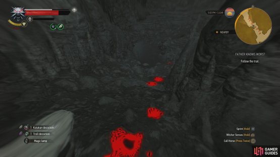 Follow a blood trail to find Hugo.