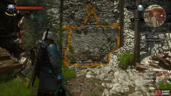 then search the northwestern walls to find a secret passage.