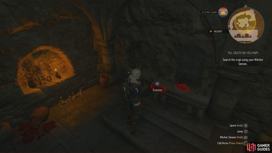 Search a tomb in the cemetery to find… surprisingly little evidence of anything, really.