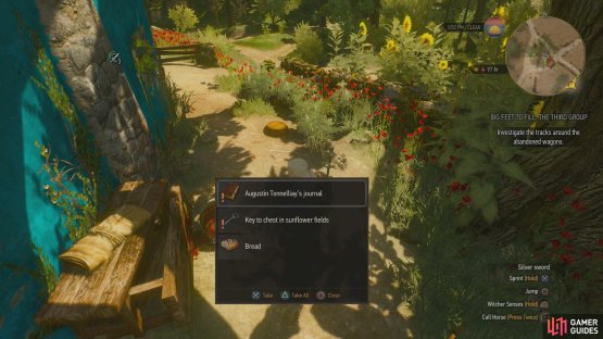 Grab the “Key to the chest in sunflower fields” from a corpse,