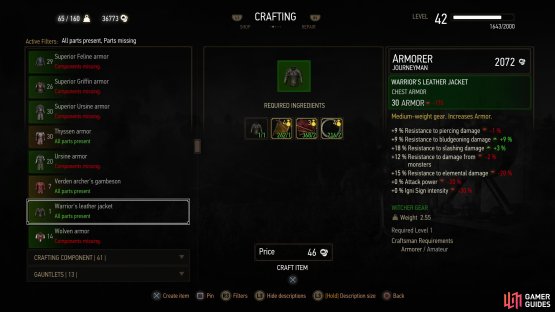 Craftsmen can creature new weapons and armor for you, and you can concoct new potions, oils, bombs and decoctions,