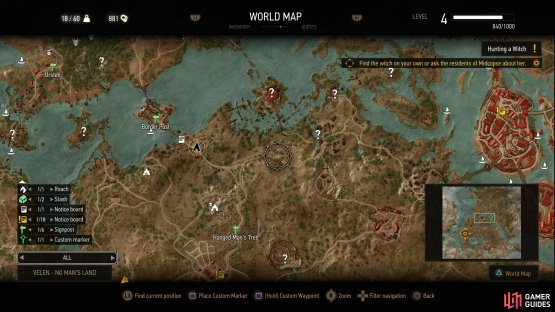 Travel down a road along the northern end of Velen to find a burning house (see marked location),