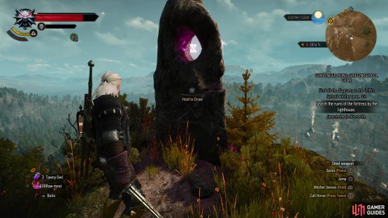 Exit the ruins and consider heading to the top of the mountain to find a Place of Power.