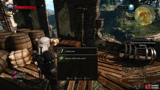 then climb a ladder to find a chest containing the Diagram: Griffin Silver Sword.