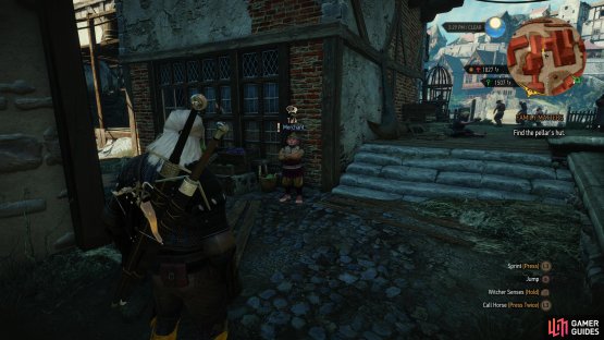 Find a halfling merchant standing around along the northwestern edge of Novigrad.