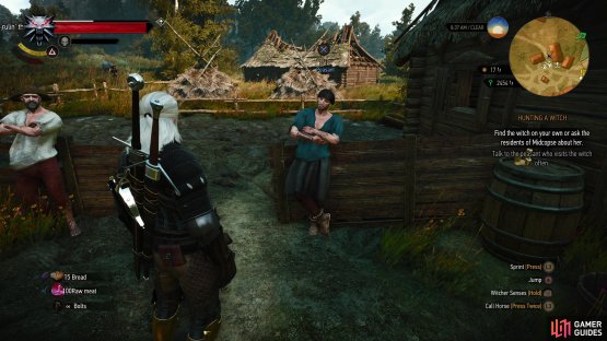 then find the dirt-sweeping peasant&rsquo;s husband, who frequents the witch, and either bribe him or use Axii to get him talking freely,