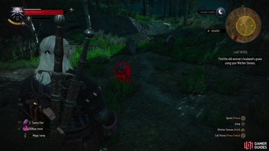 Locate the tombstone in a graveyard north of the Pellar&rsquo;s hut,