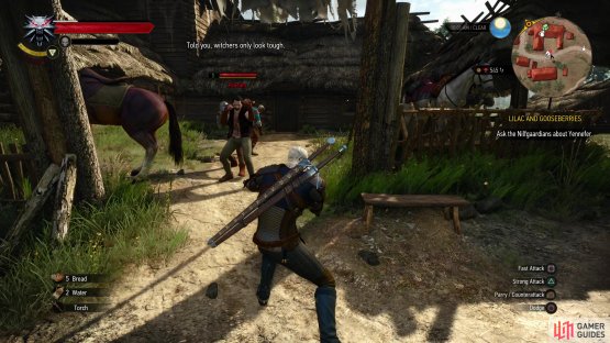 then defeat the two remaining peasants who accost you after leaving the tavern.