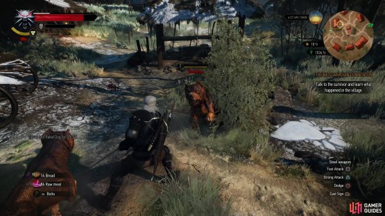 Once you reach Heatherton, dispose of some Rabid Dogs to hear the tale of a survivor.