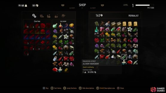 You can buy Dwarven Spirits from Tomira, while the other Swallow components can be harvested around White Orchard.
