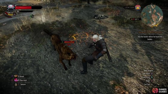 Fend off a pack of wolves southeast of the Nilfgaardian Garrison,