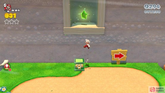 Use the Hop-Chop that turns into a spring to collect the first Green Star
