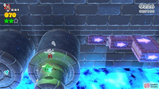 The third Green Star is found on the round platforms close to the end