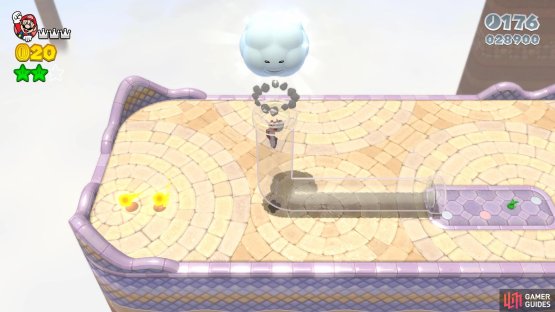 You&rsquo;ll find the third Green Star at the end of the bonus area accessible from this cloud