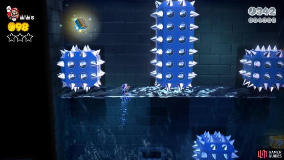 The Stamp is in the first room with spiked blocks