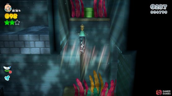 Above the exit pipe will be another hidden pipe leading to the third Green Star
