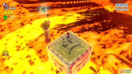 The Stamp will be above a Hammer Bro on a pillar