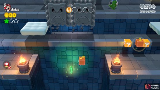 Use a Propeller Box to collect the second Green Star without losing a life