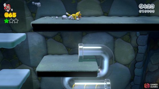 There is a hidden ledge above the cloud platforms
