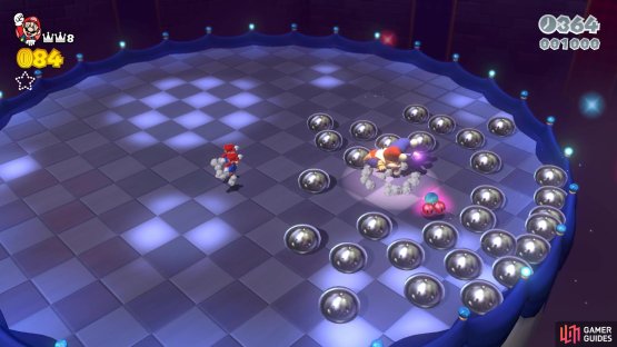 After the big jump, the real boss will be exposed so you can jump on him