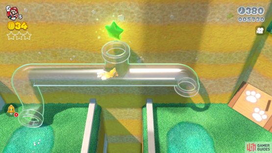 The first Green Star is right by a clear pipe