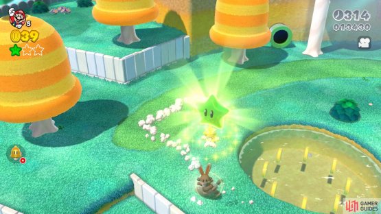 The second Green Star requires you to catch the rabbit by the checkpoint