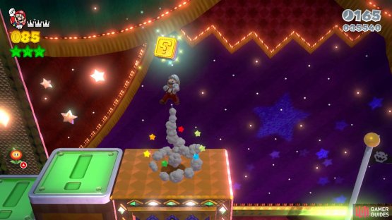You can use a boosted jump to reach the Stamp if you&rsquo;ve already lowered the platform