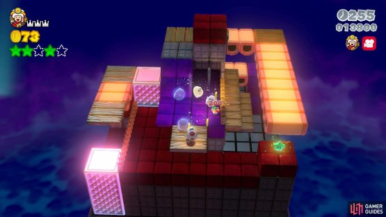 You can use the flashlight on Toad&rsquo;s helmet to defeat the Peepas