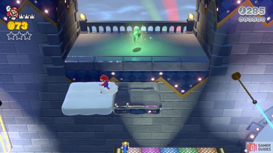 The first Green Star is above the first seesaw with a spiked roller
