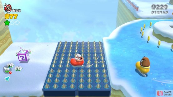 Enter this Mystery Box across the spikes to find the second Green Star