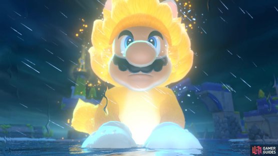 except it turns Mario into a giant cat