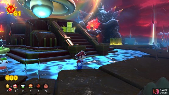 The red sky indicates that Fury Bowser won&rsquo;t go away from collecting a Shine