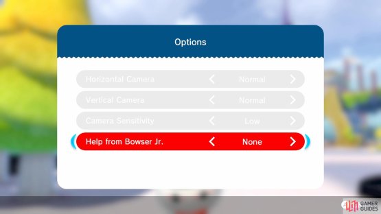 You can set how much help Bowser Jr does in the options