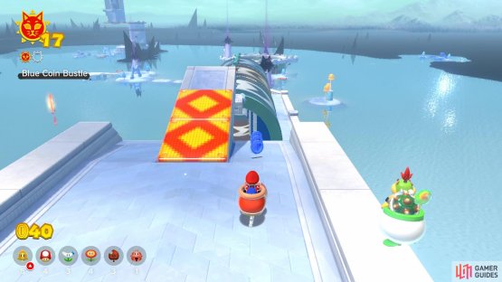 Don&rsquo;t miss the blue coins to the right of the ramp after the clouds