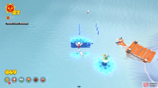 There is a gap right before the final blue coins