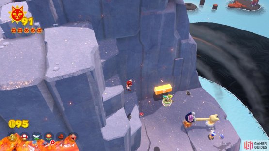 You can one of the missing Toads being harassed by a Conkdor at the summit of Mount Magmeow