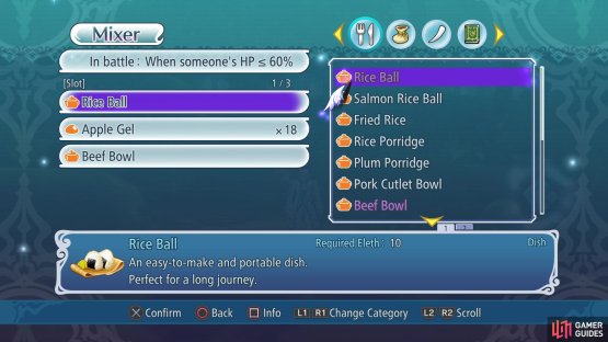 All of the food you put into the mixer will trigger during or after battles.