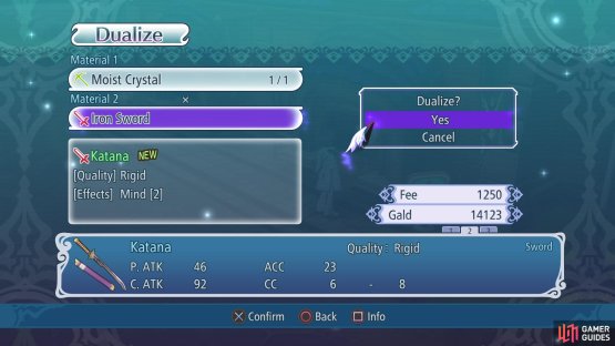 You can then make a Katana with that crystal and Asbel&rsquo;s Iron Sword.