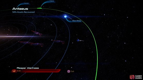 Scanning in Reaper-occupied systems will alert the Reapers, eventually leading to pursuit - escape to the boundary of the system or to a Mass Relay.