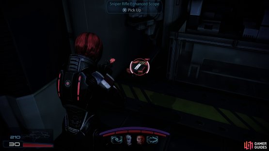 Clear the lab, then look around for a Sniper Rifle Enhanced Scope.