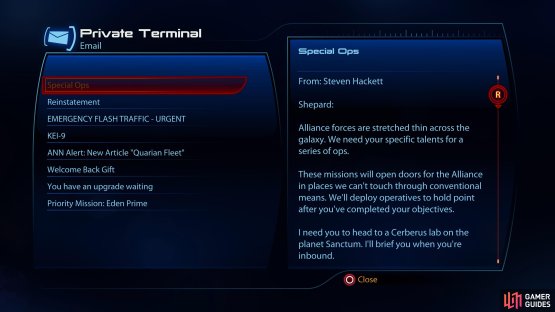 Near the Galaxy Map you&rsquo;ll find a private terminal, which may occasionally yield useful messages.