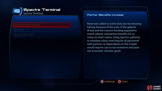 then head to the Spectre Offices and authorize the &ldquo;Partner Benefits Increase&rdquo; proposal.