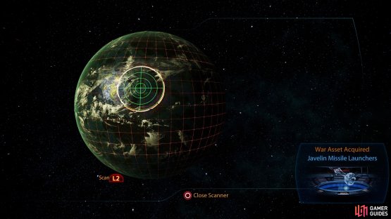 Scan the planet Watson to find the Javelin Missile Launchers war asset.