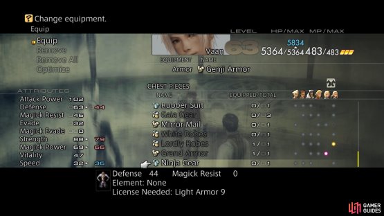Ninja Gear will offer a slight boost in Speed