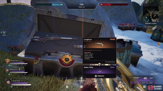 During the gear up phase, you ride into the world to find crates with weapons or armor of varying rarity.