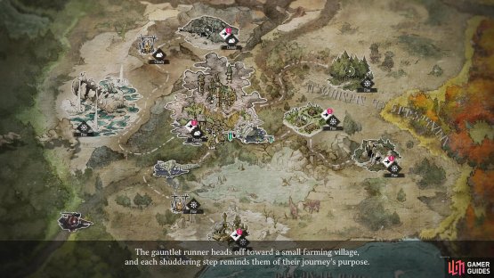 This will lead you to the world map where you&rsquo;ll travel via the Gauntlet Runner.