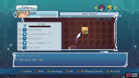 The Titles system allows you to learn more skills and strengthen your party.