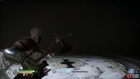 You can still hit the boss in darkness if you find him with your reticle, indicating when it turns red.